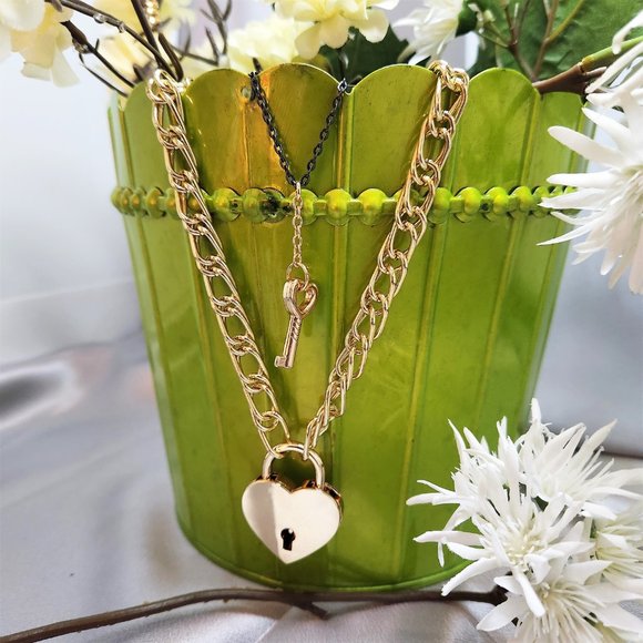 Hand Crafted Jewelry - Lock and Key Necklace Set